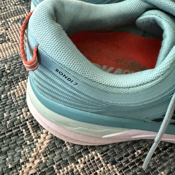 Hoka One One Bondi 7 Shoes Womens Size 10.5 Blue Mesh Athletic Running Cushion - Picture 4 of 10